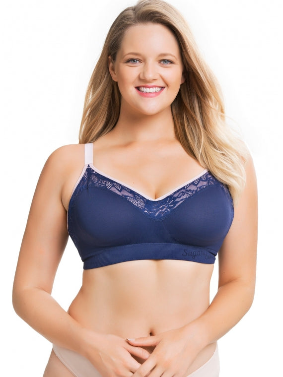 Sugar Candy Lux Fuller Bust Seamless F-HH Cup Wire-free Lounge Bra - B -  Curvy Bras