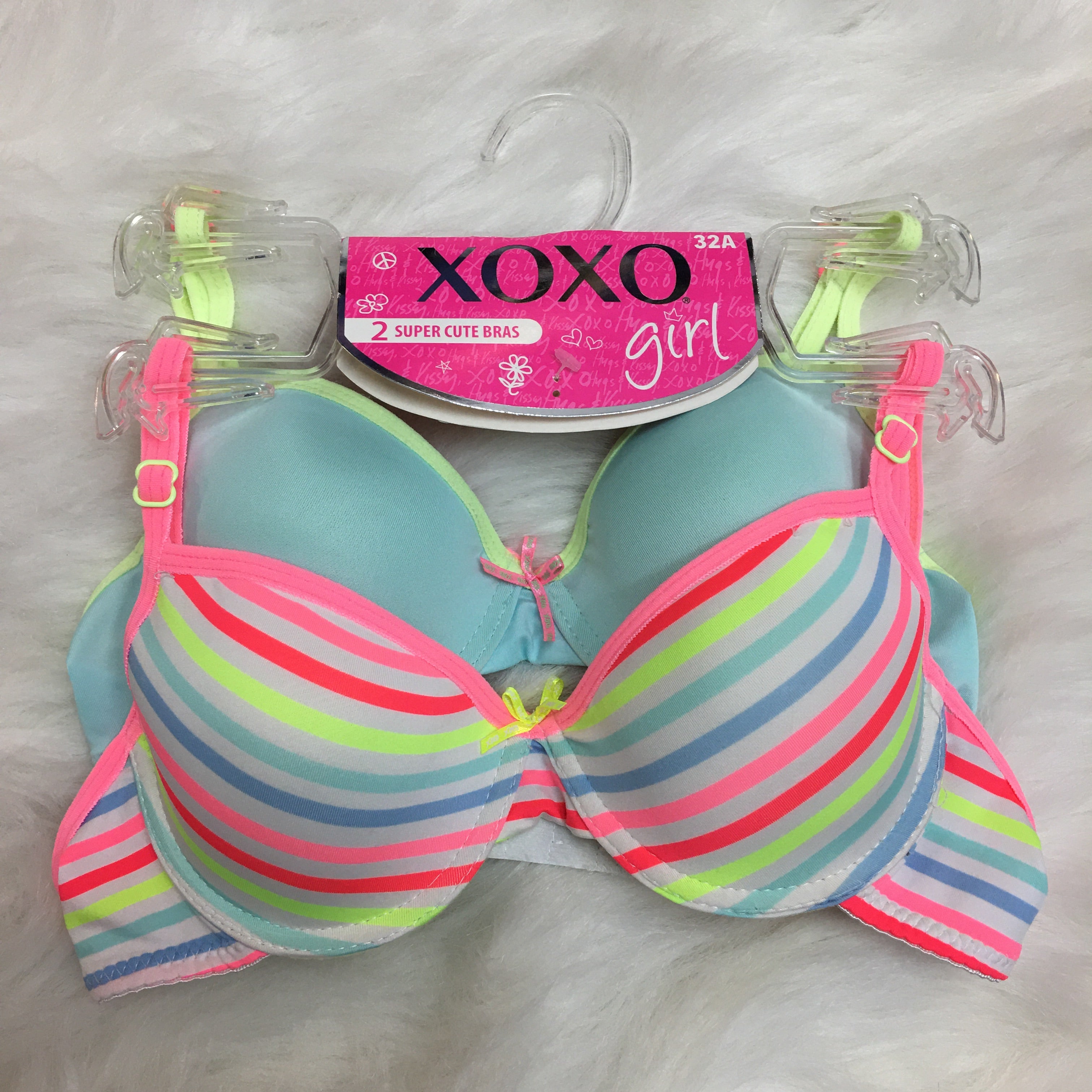 XOXO ~ Womens Gentle Lift Bras Underwire Padded 2-Pack Nylon Blend (A) ~ 42D