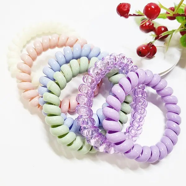 6 Pcs Dull Tone Spiral Phone Cord Hair Tie Set