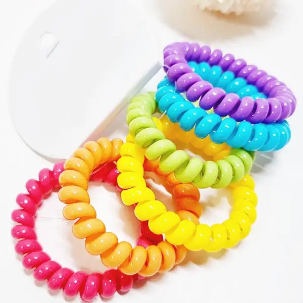 6 Pcs Dull Tone Spiral Phone Cord Hair Tie Set