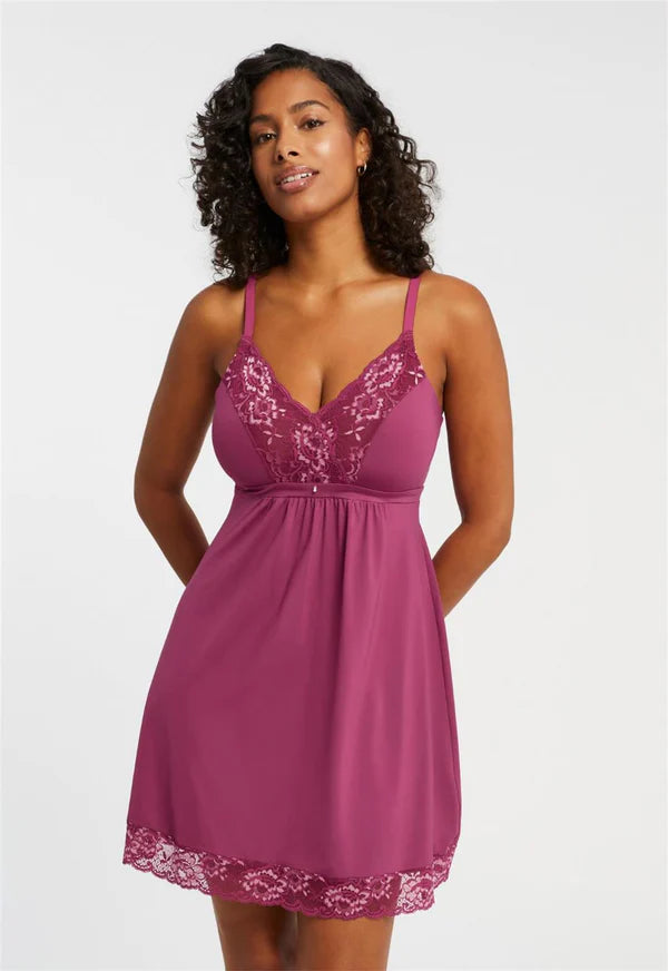 Montelle Full Bust Support Chemise - Cranberry Rose