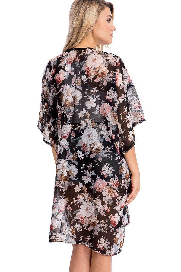 Long Floral Kimono Coverup