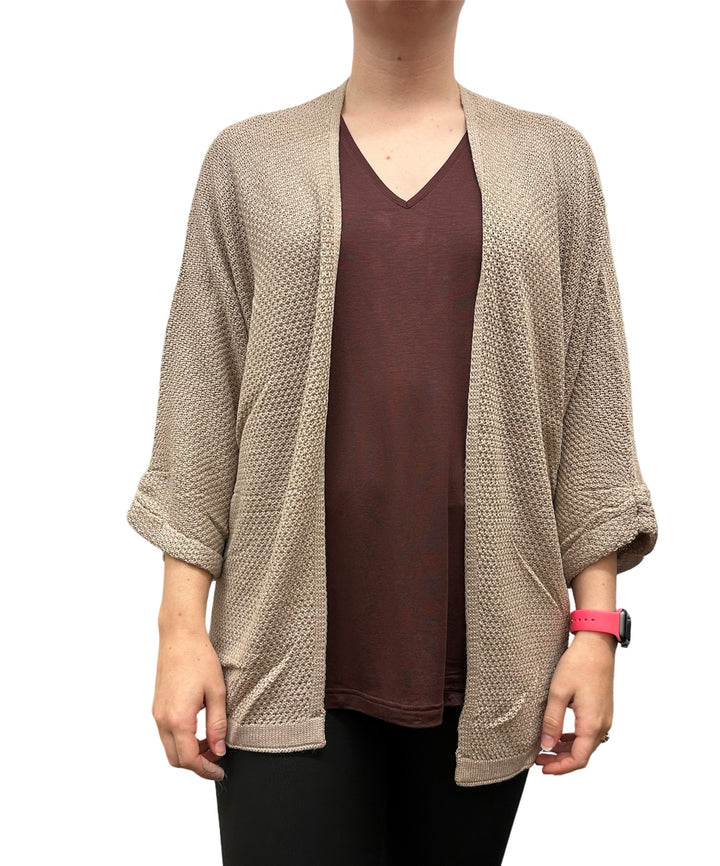 Open Front Short Cardigan - Taupe