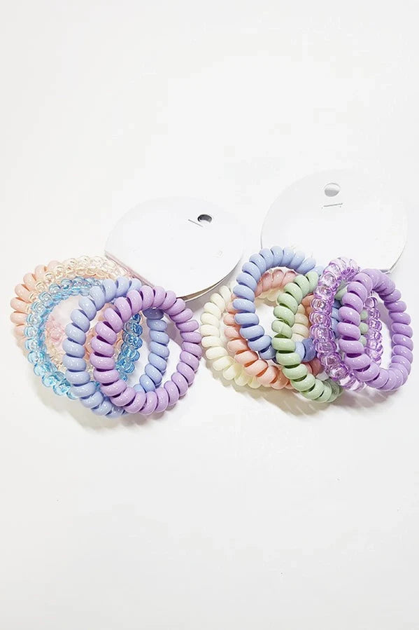 6 Pcs Dull Tone Spiral Phone Cord Hair Tie Set