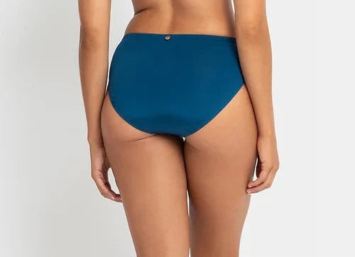 Azura Luxe Gathered Midrise Bikini Bottom - Blue