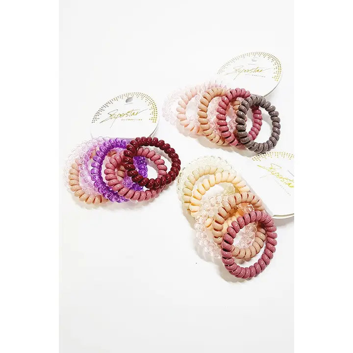 6 Pcs Dull Tone Spiral Phone Cord Hair Tie Set