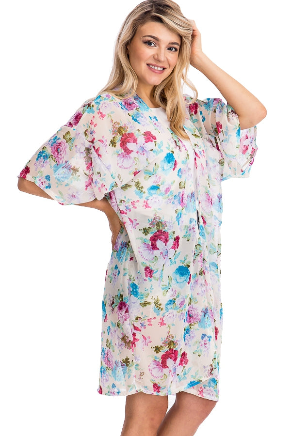 Long Floral Kimono Coverup