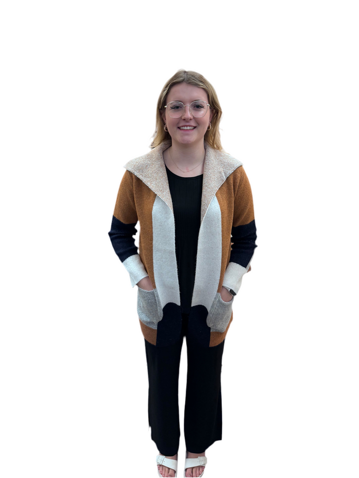 Colourblock Open Cardigan