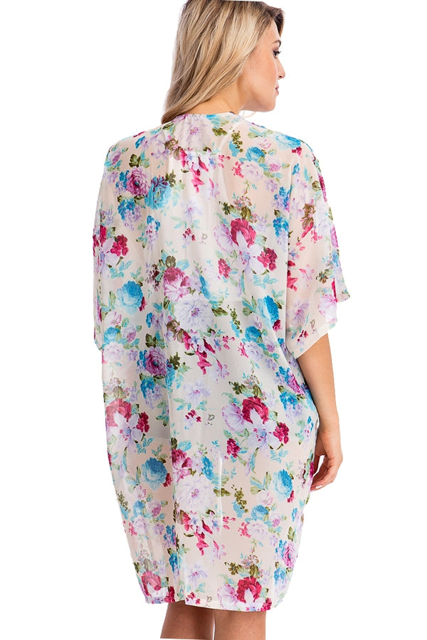 Long Floral Kimono Coverup