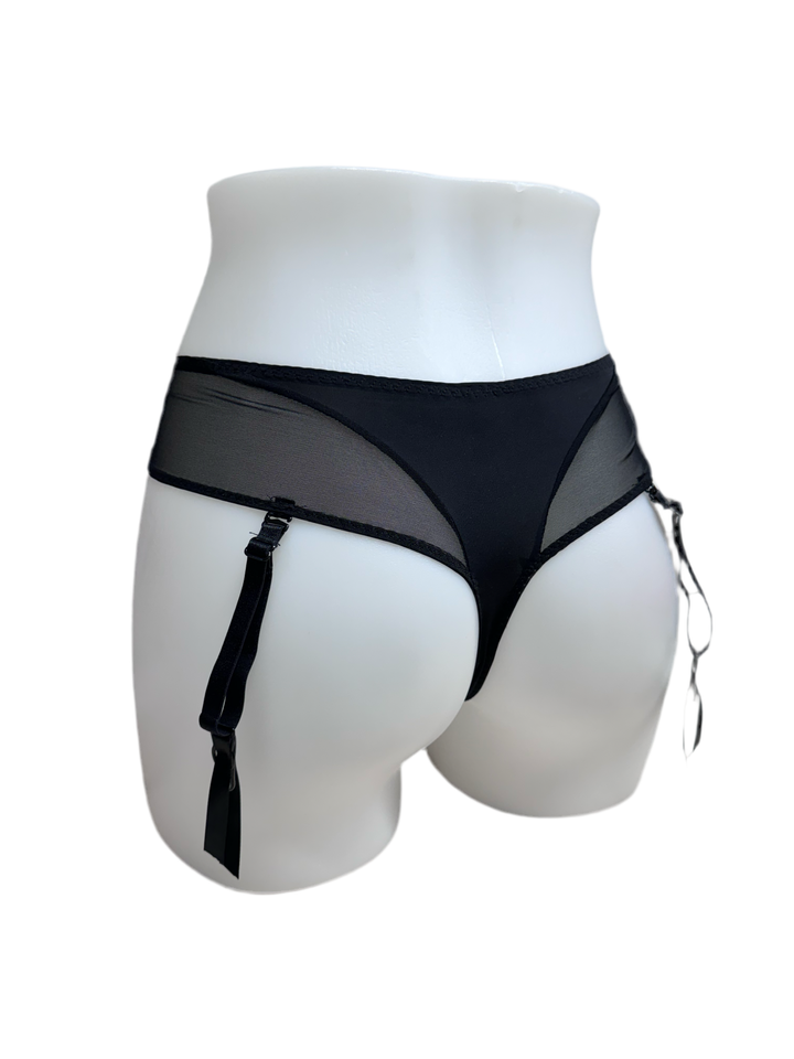 Embroidered Garter Thong - Size X-Large