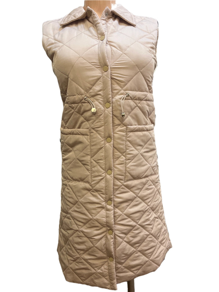 Puffer Hooded Vest with Side Zip Detail