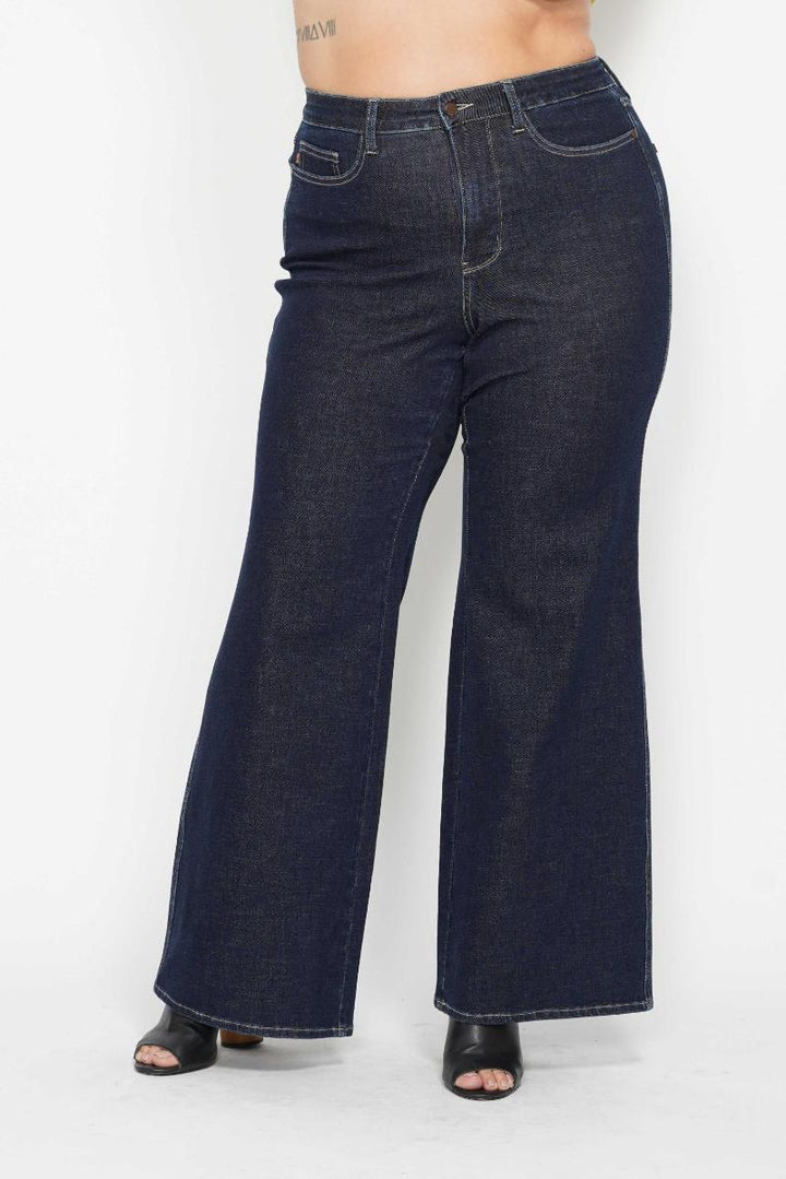 Judy Blue High Waist Tummy Control Retro Wide Leg Jeans - Plus