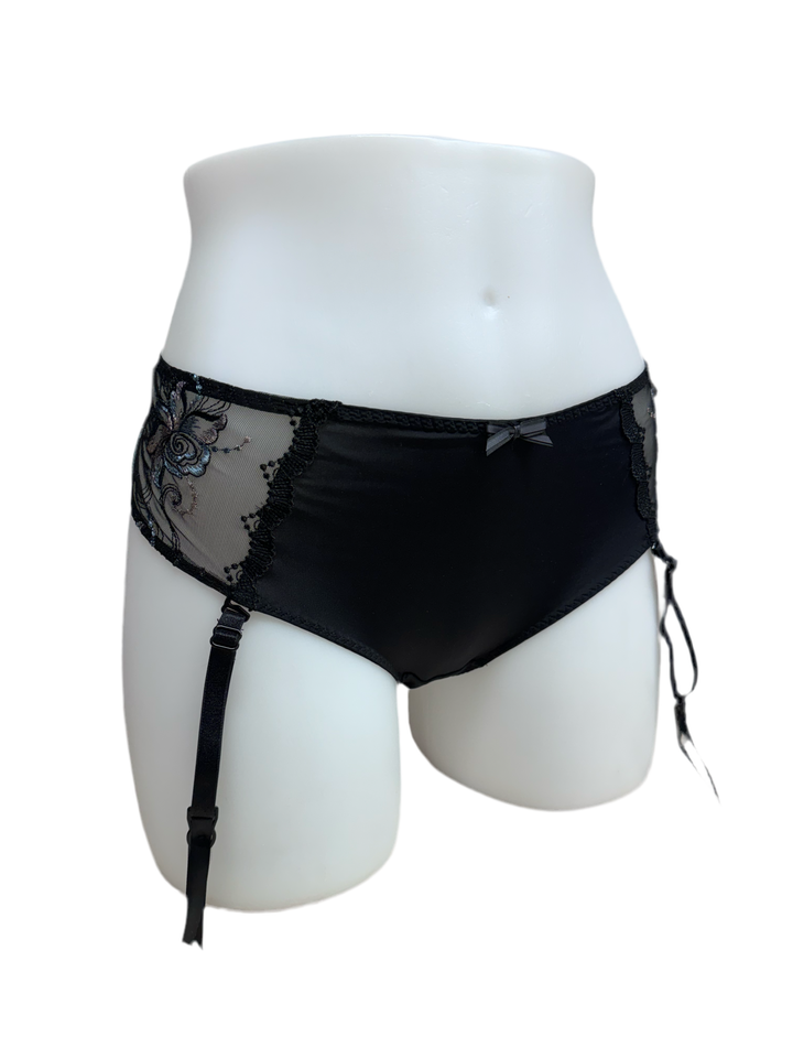 Embroidered Garter Thong - Size X-Large