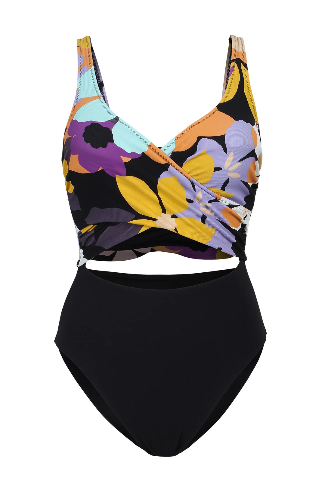 Aqua Bloom Recycled High Leg Wrap One-Piece