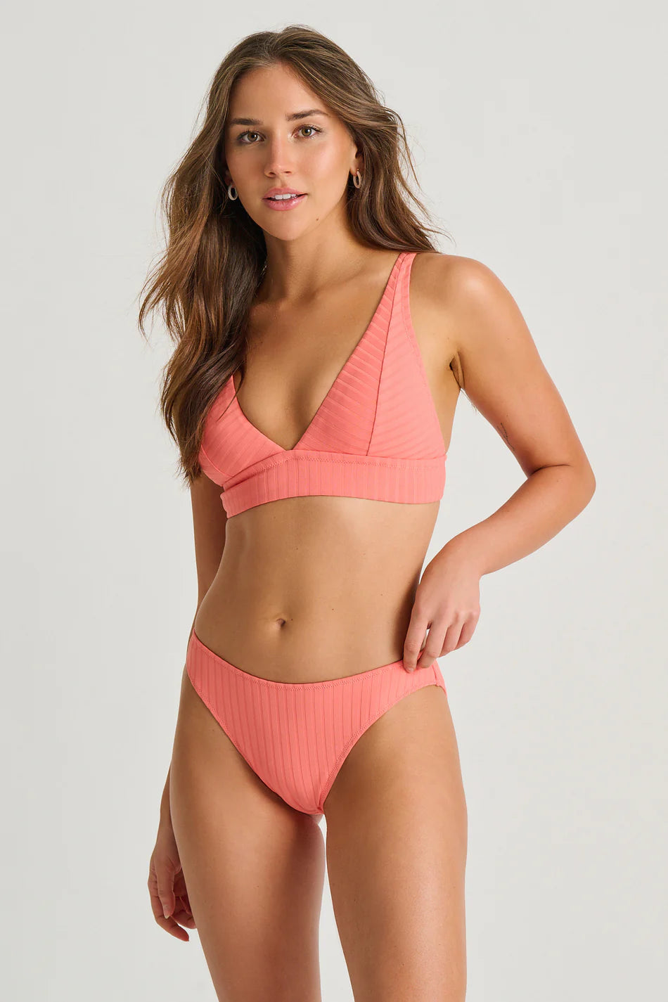 Ribbed Triangle Swim Top