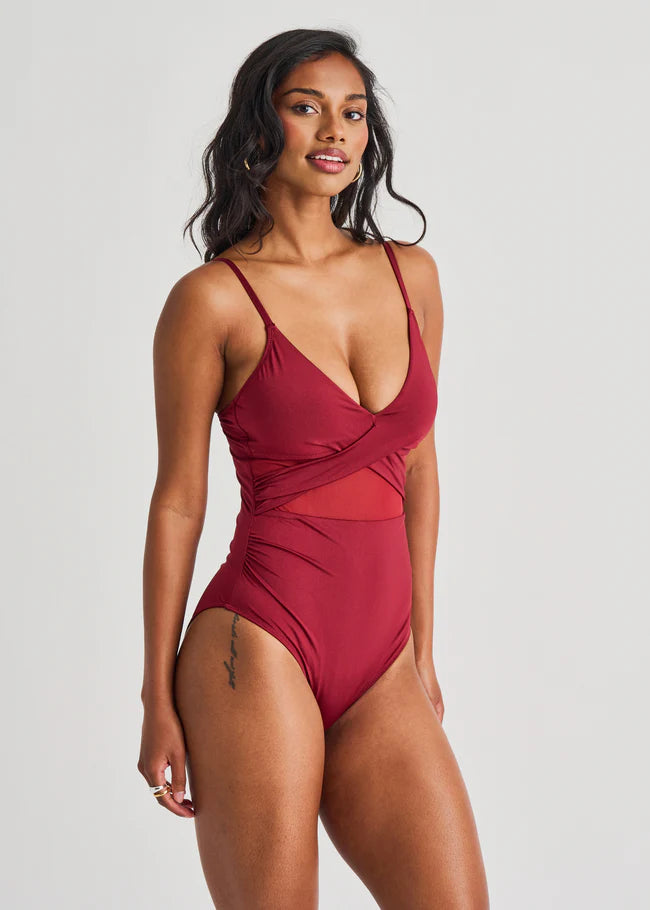 Cross-Over Mesh One-Piece