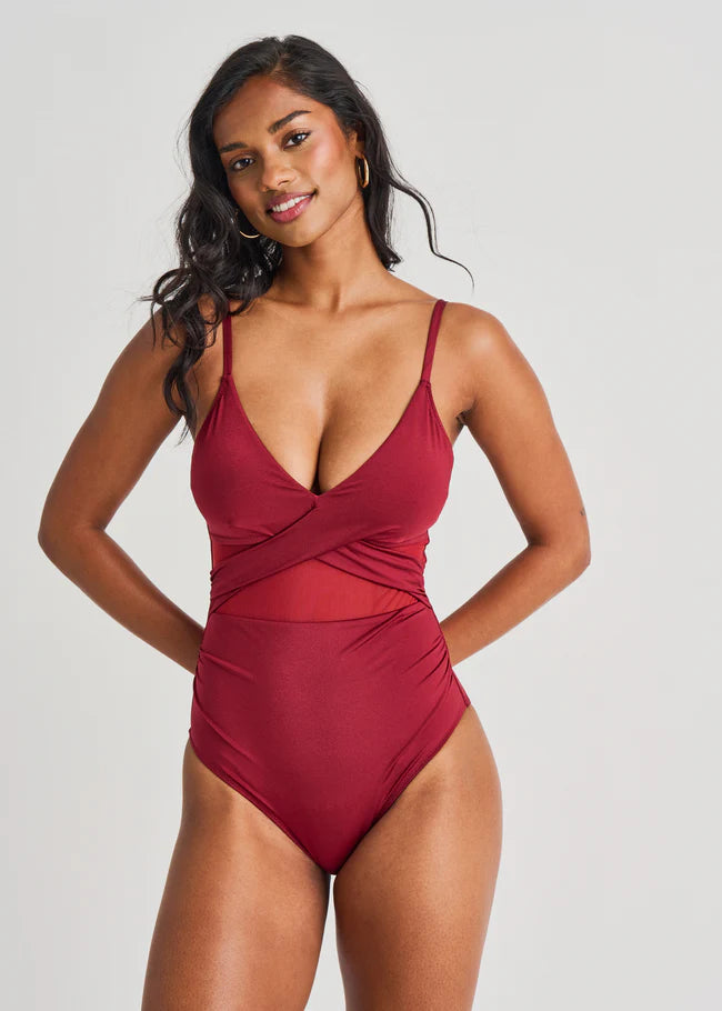 Cross-Over Mesh One-Piece