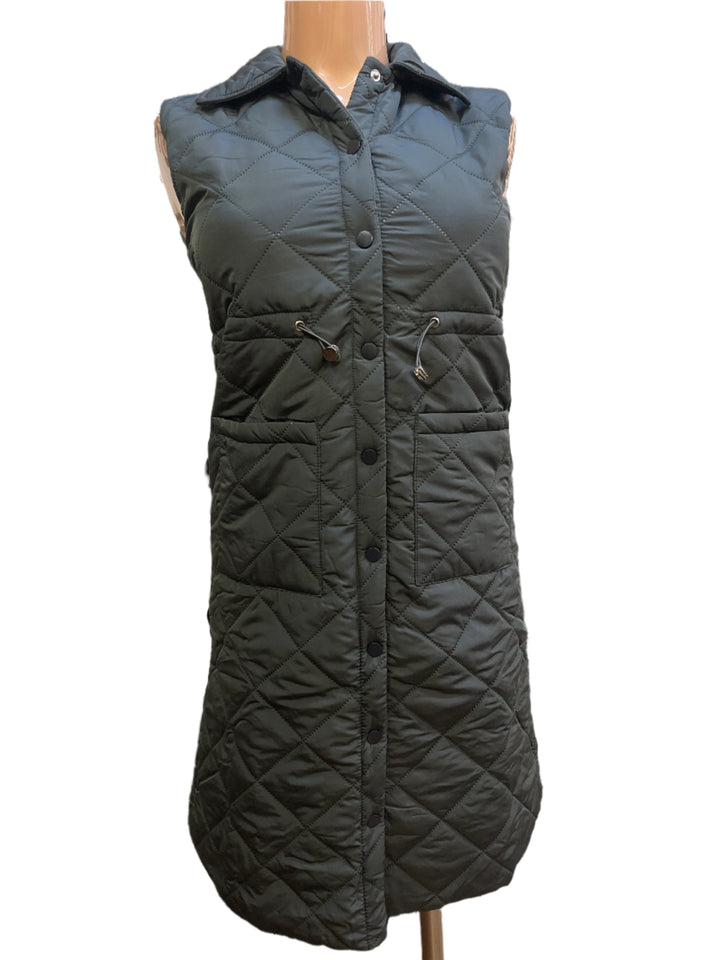 Puffer Hooded Vest with Side Zip Detail