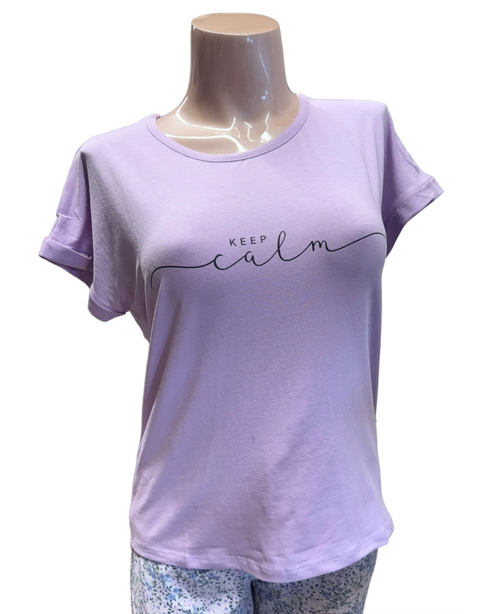 Poesie Club T-Shirt w/ Rolled Cuffs - Fair Orchid