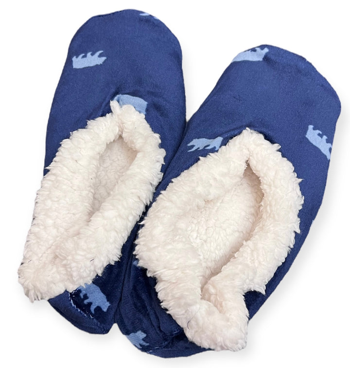 Bear Printed Fleece Lined Slippers