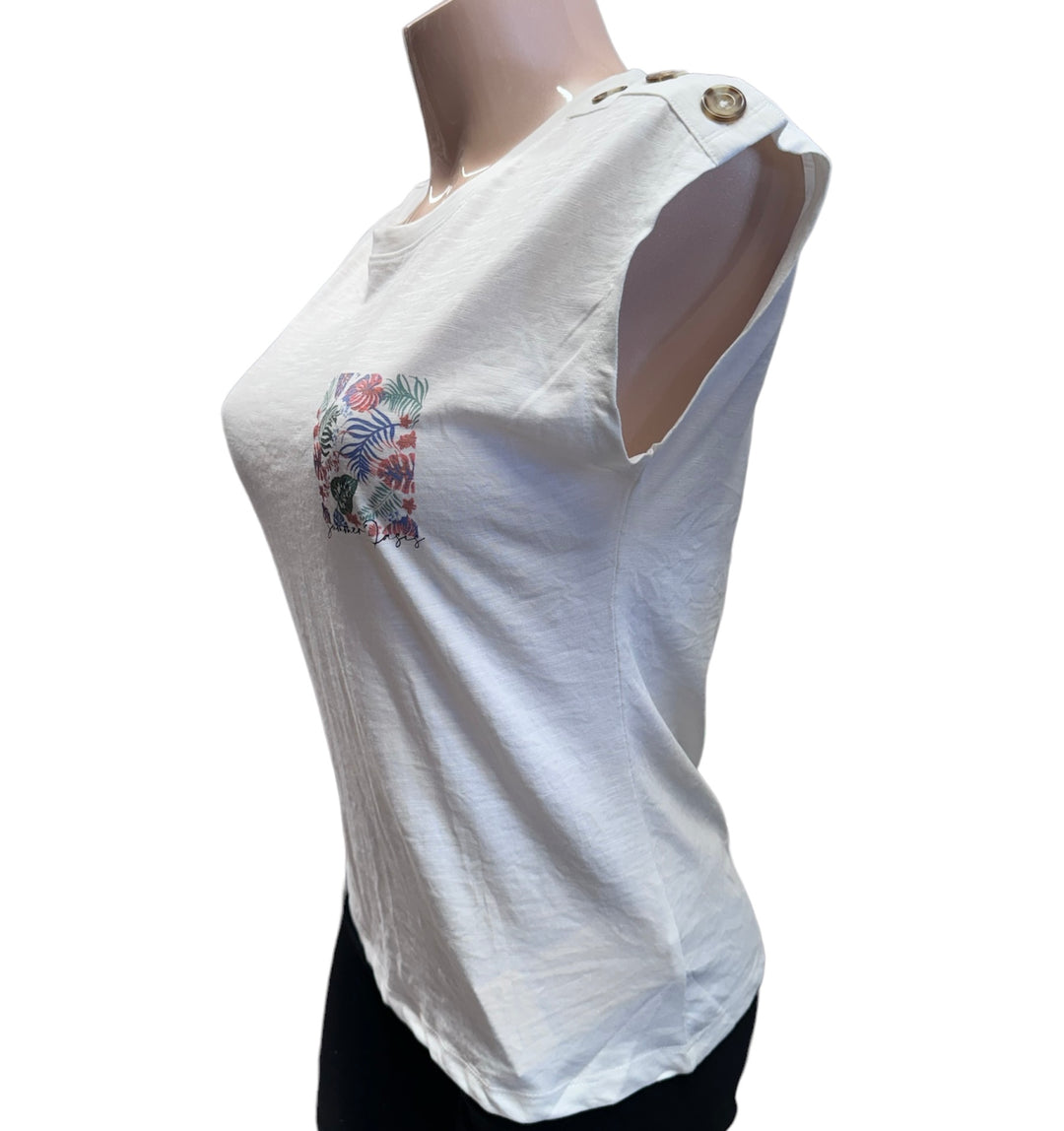 Botanical Oasis Extended Sleeve Top - Off White