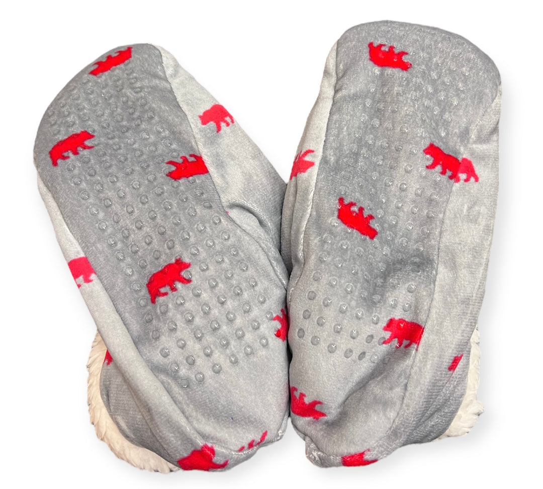 Bear Printed Fleece Lined Slippers