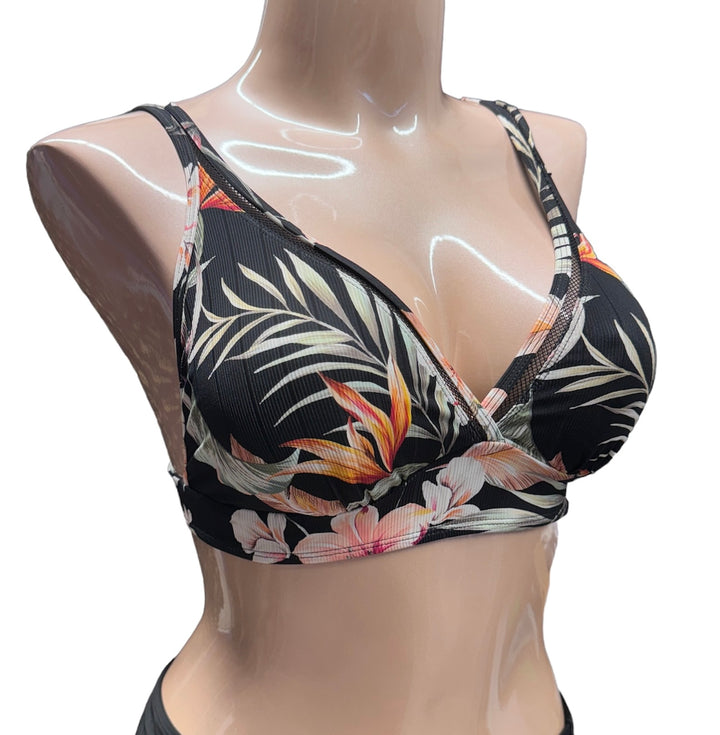 Ribbed Longline Bikini Top - Desert Flower