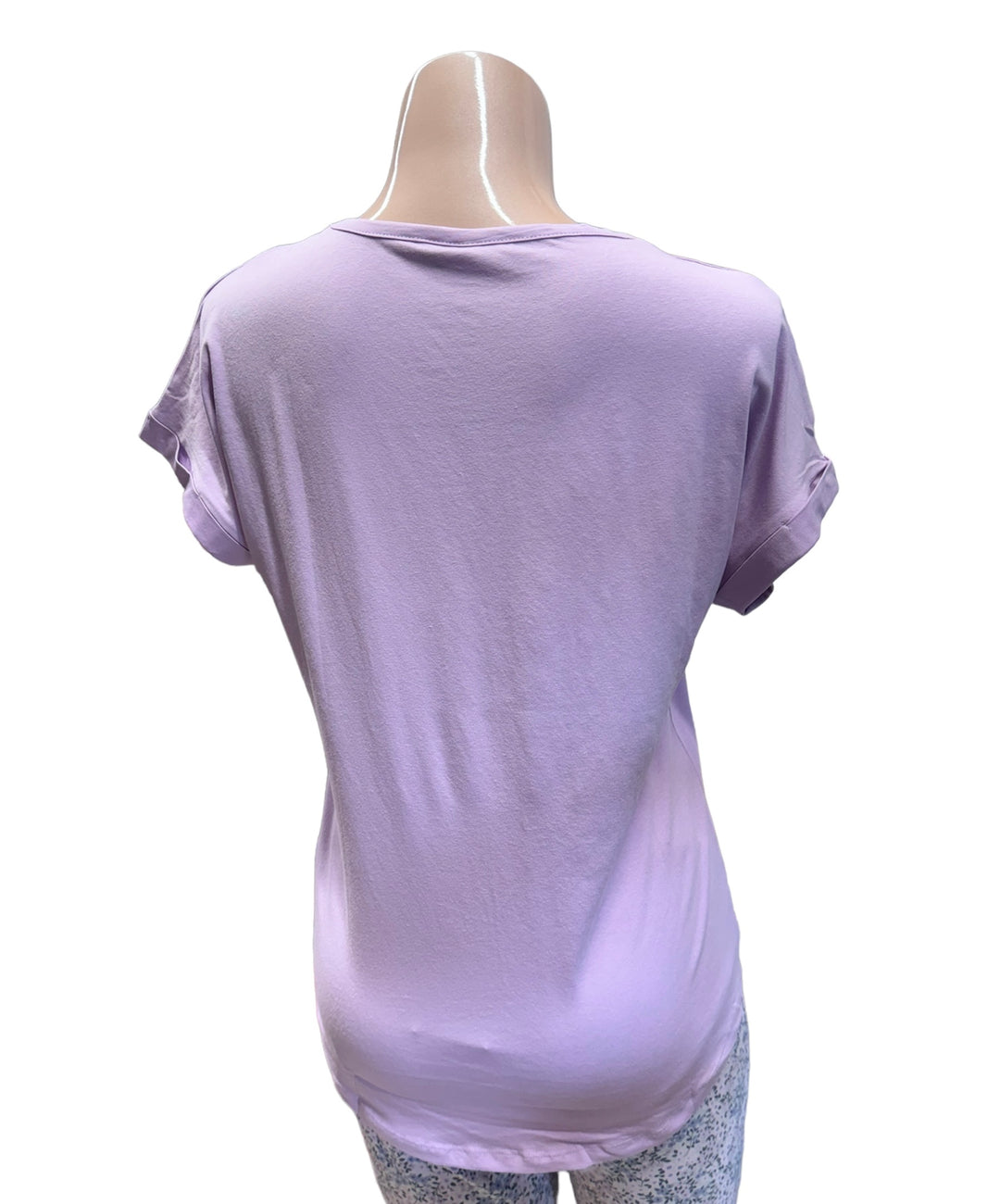 Poesie Club T-Shirt w/ Rolled Cuffs - Fair Orchid