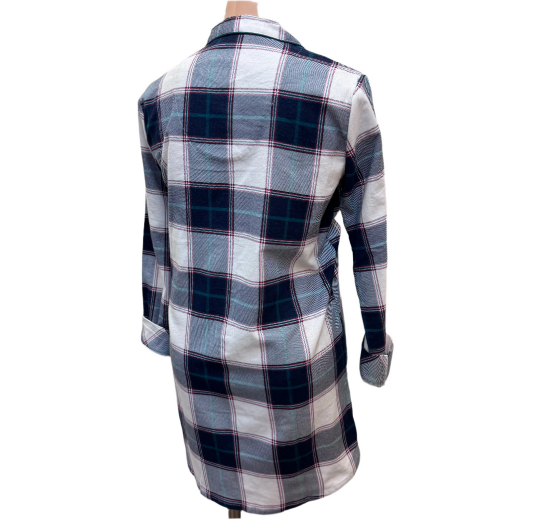 Cotton Notch Collar Flannel Nightshirt