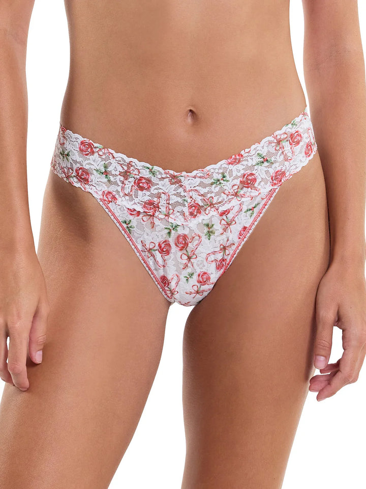 Printed Signature Lace Original Rise Thong - Something Sweet