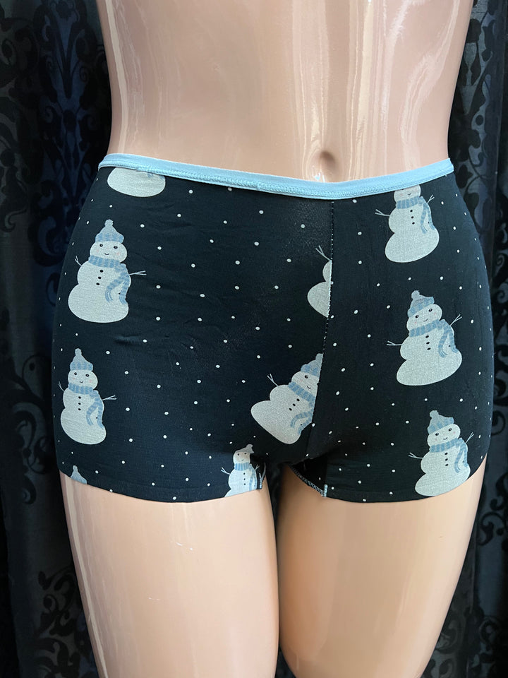 Women's Print Boy Short Underwear - Midnight Snowman