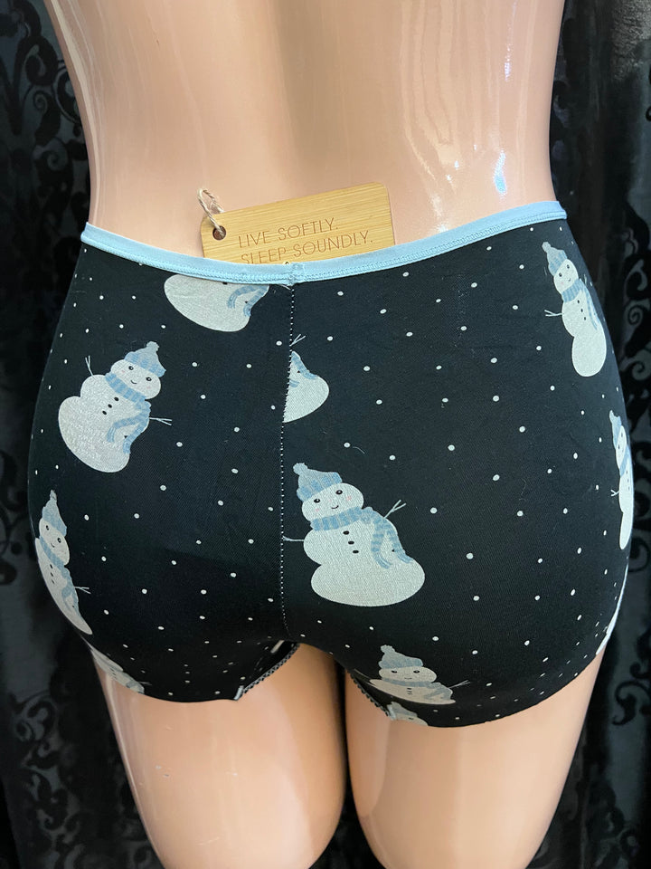 Women's Print Boy Short Underwear - Midnight Snowman