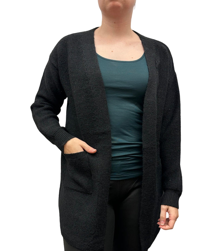 Papa Fashions Open Front Cardigan - Black