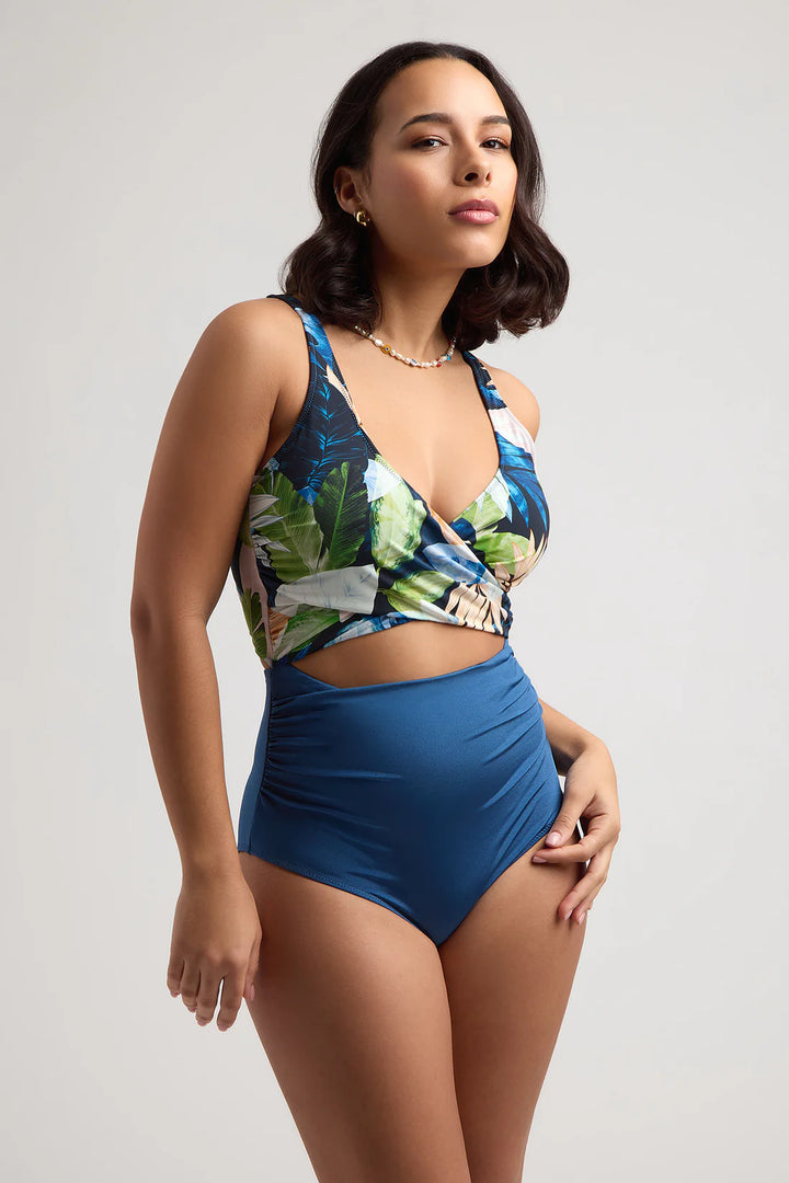 Black Rainforest Wrap One-Piece - Size Medium