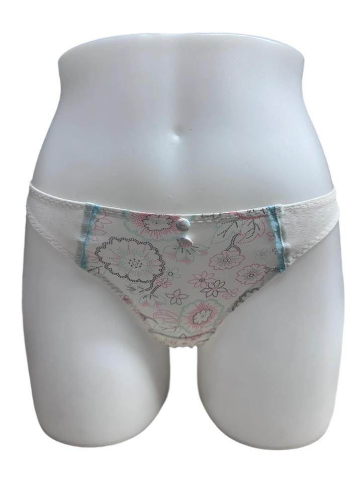 Change Ivory Floral Thong - Size X-Small