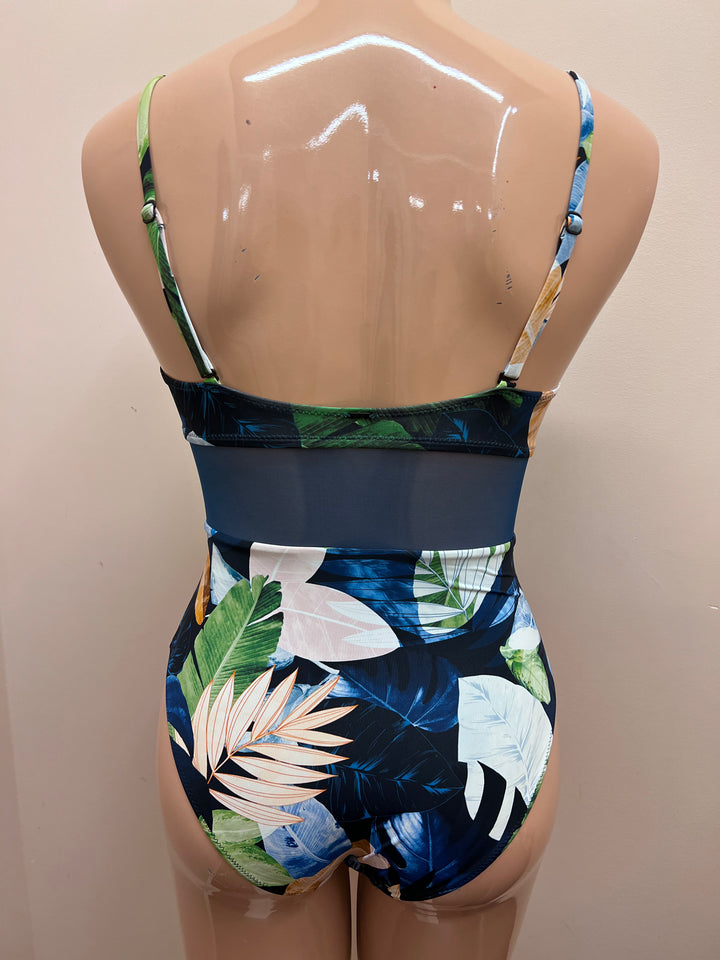 Rainforest Tale One Piece Swimsuit w/ Mesh Insert - Size Medium