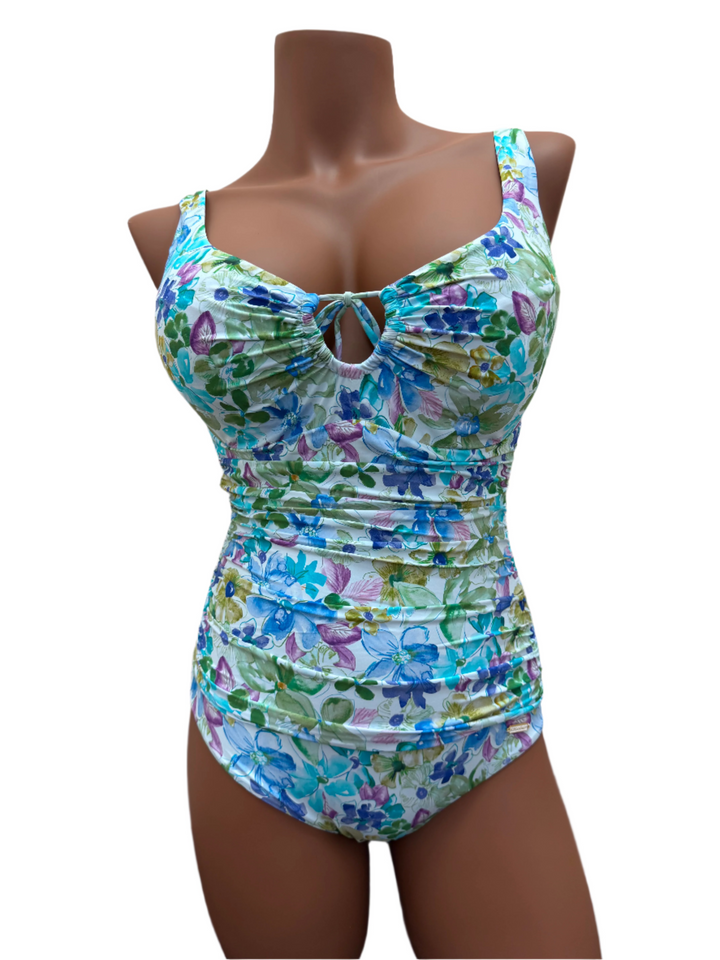 Floral Focus Plus Cup Cross Front One-Piece Swimsuit