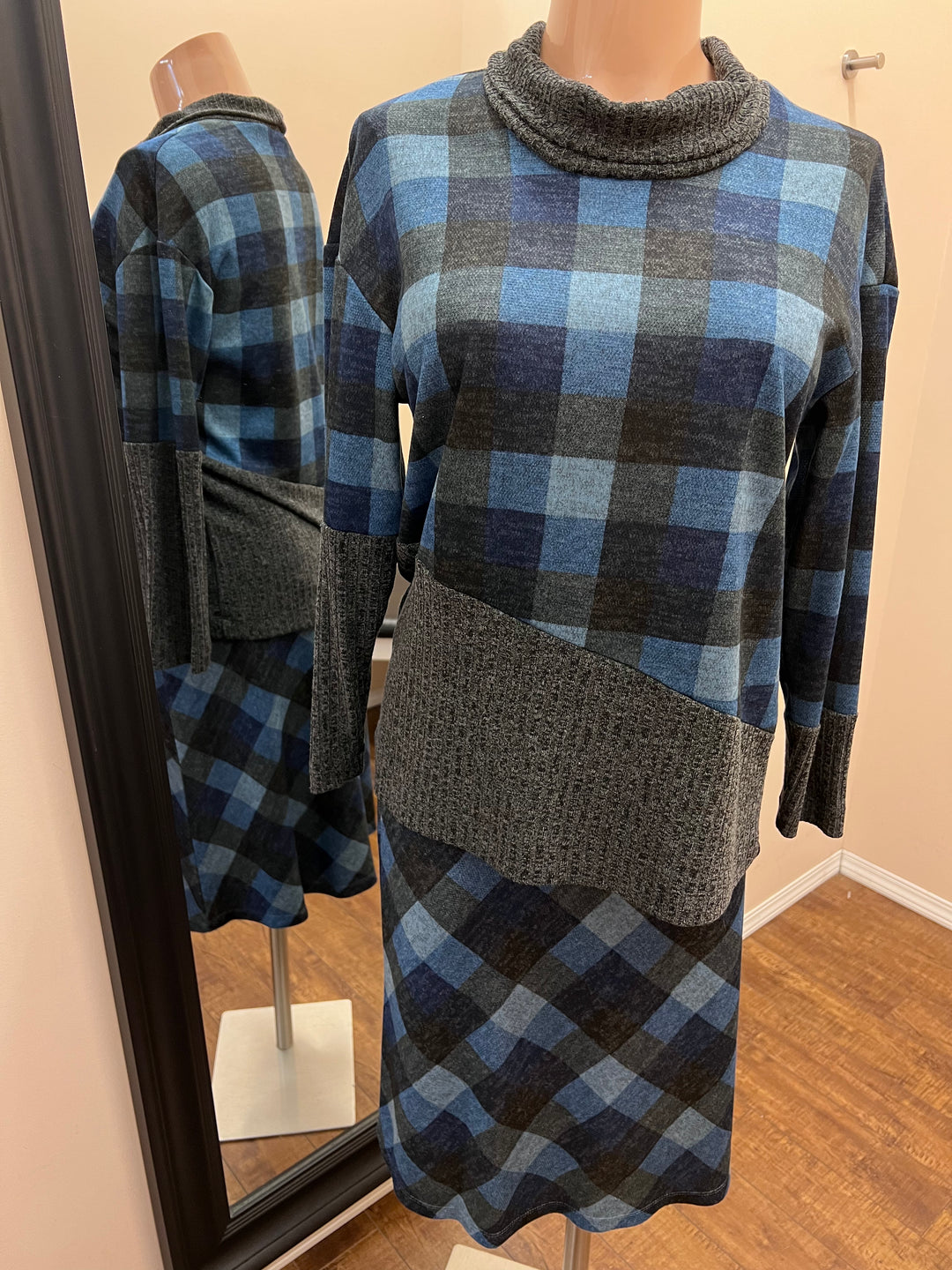 Plaid Cowl Neck Tunic