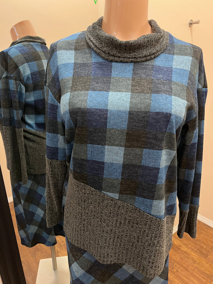 Plaid Cowl Neck Tunic