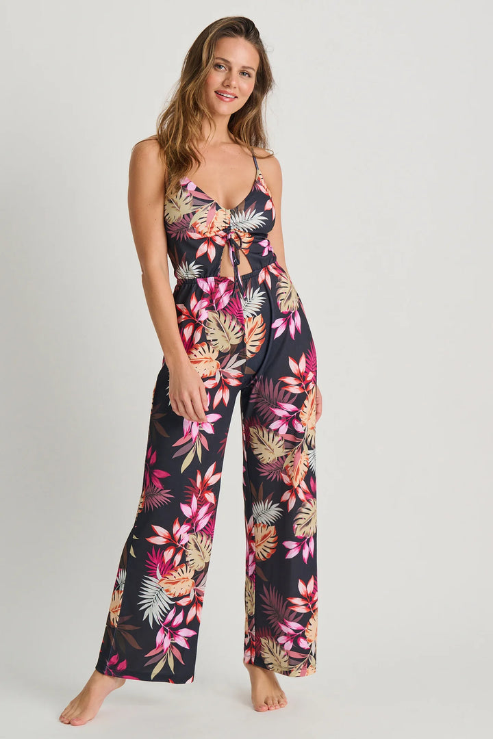 Black Tropic Illusion Cover-Up Jumpsuit