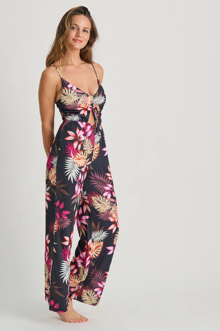 Black Tropic Illusion Cover-Up Jumpsuit