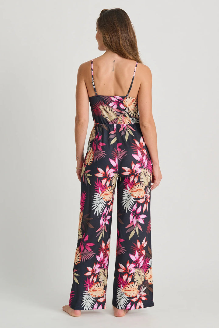 Black Tropic Illusion Cover-Up Jumpsuit