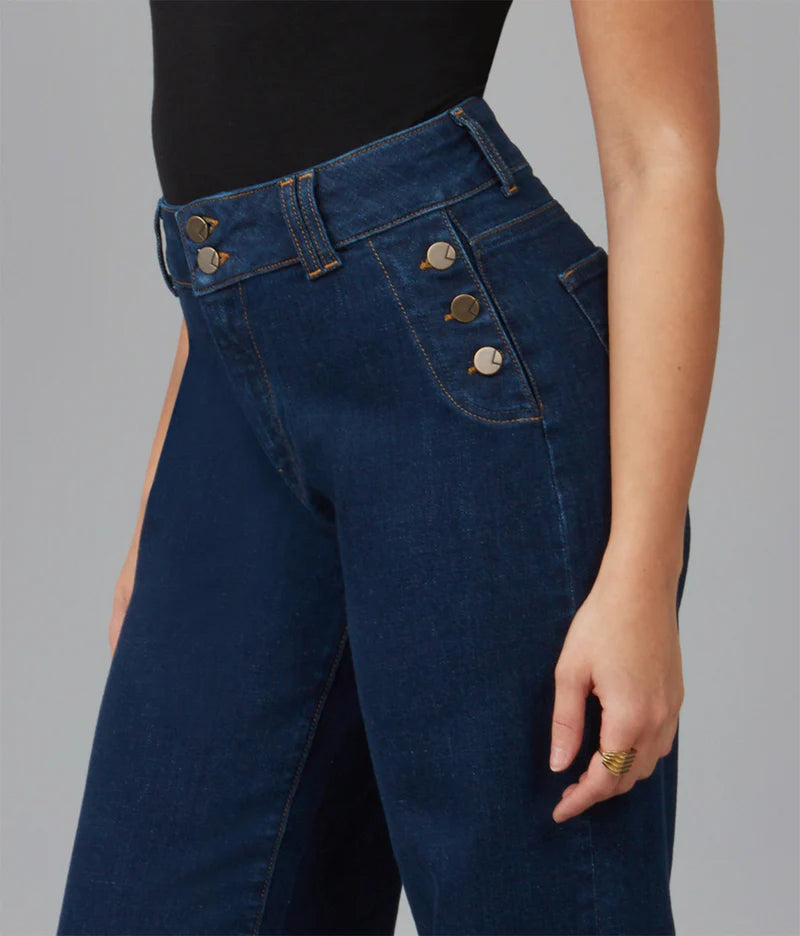 COLETTE High Rise Wide Leg Jeans - Dark Rinse Blue