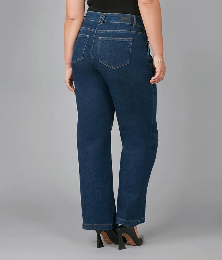 COLETTE High Rise Wide Leg Jeans - Dark Rinse Blue