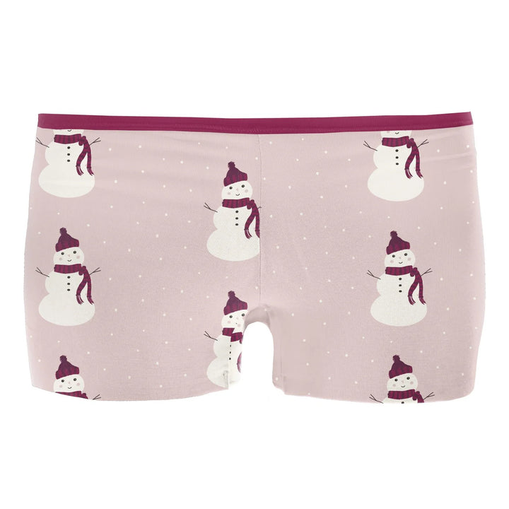 Women's Print Boy Short Underwear - Baby Rose Snowman