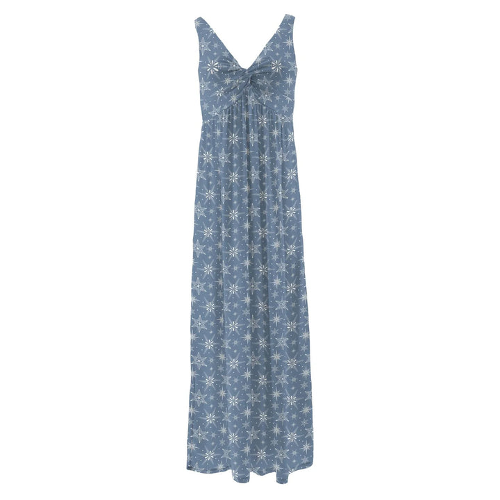 Simple Twist Nightgown / Dress - Parisian Blue Snowflakes