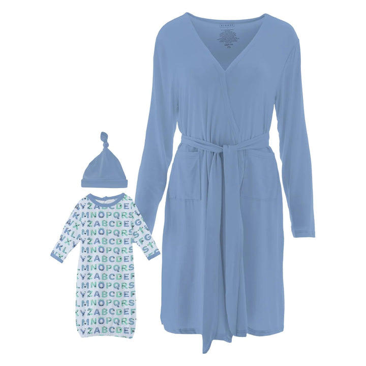 Kickee Mid Length Lounge Robe & Layette Gown Set