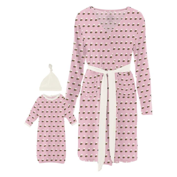 Kickee Mid Length Lounge Robe & Layette Gown Set