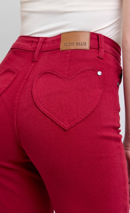 Judy Blue High Waist Straight Leg Jeans w/ Heart Shaped Back Pockets