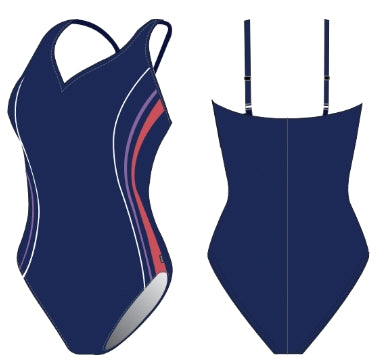 Princess Splice One Piece Swimsuit  - Navy / Pink